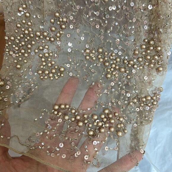 Mac duggal long sleeve sequin beaded sheath gown in mocha style 5177 size 6 - Picture 12 of 16